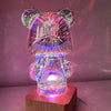 3D Glass Fireworks Bear Lamp