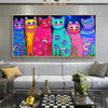 Abstract Colorful Cat Canvas Art