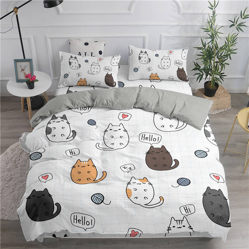 Cozy Cat Print Bedding Set for Cat Lovers0
