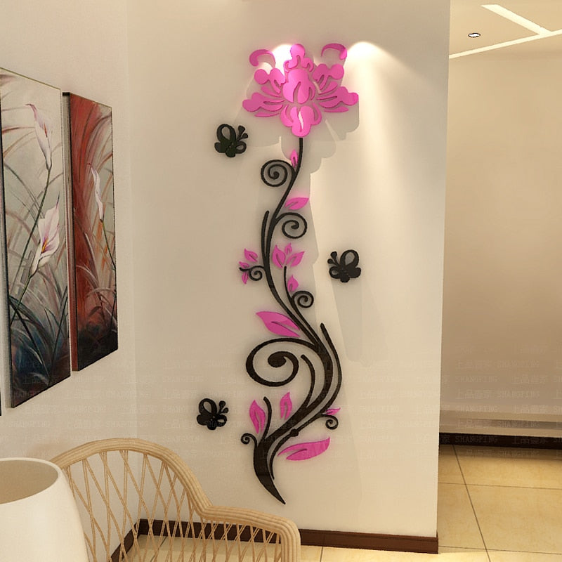 Rose Flower Acrylic Wall sticker