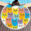 3D Cat print on a round beach towel5