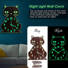 Cat themed wooden luminous wall clock1