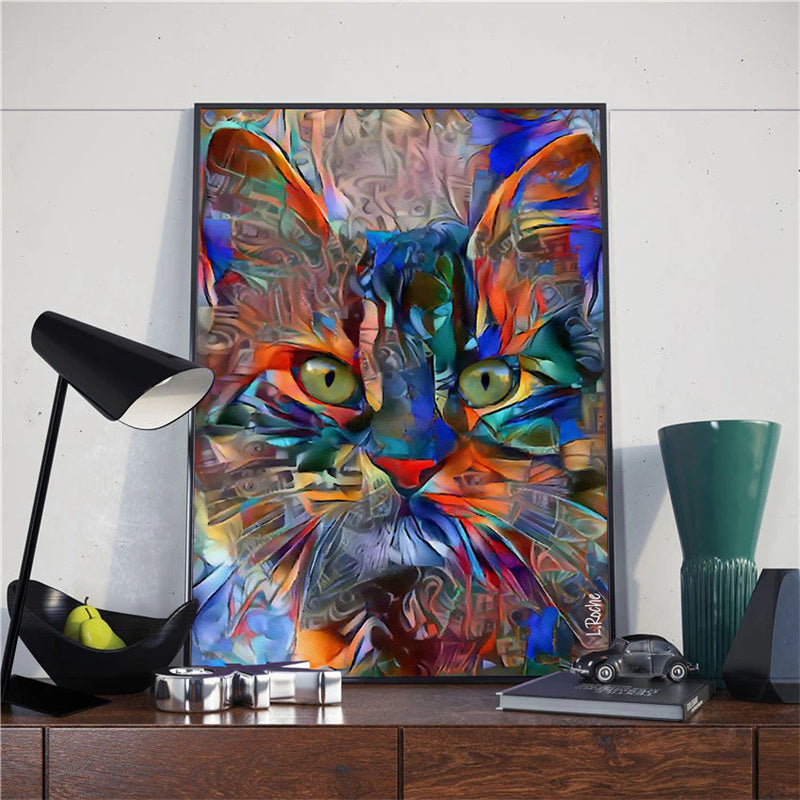 Abstract Cat Canvas Wall Art for modern home decor7