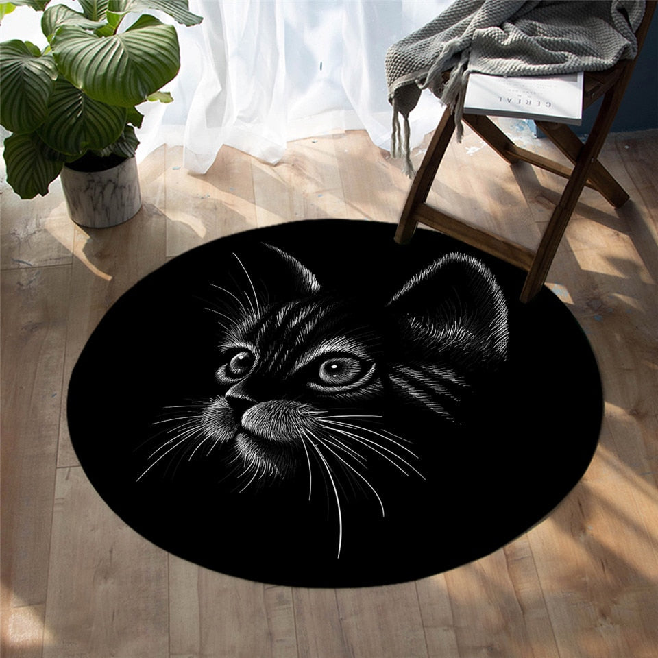 Black Cat Round Carpet3