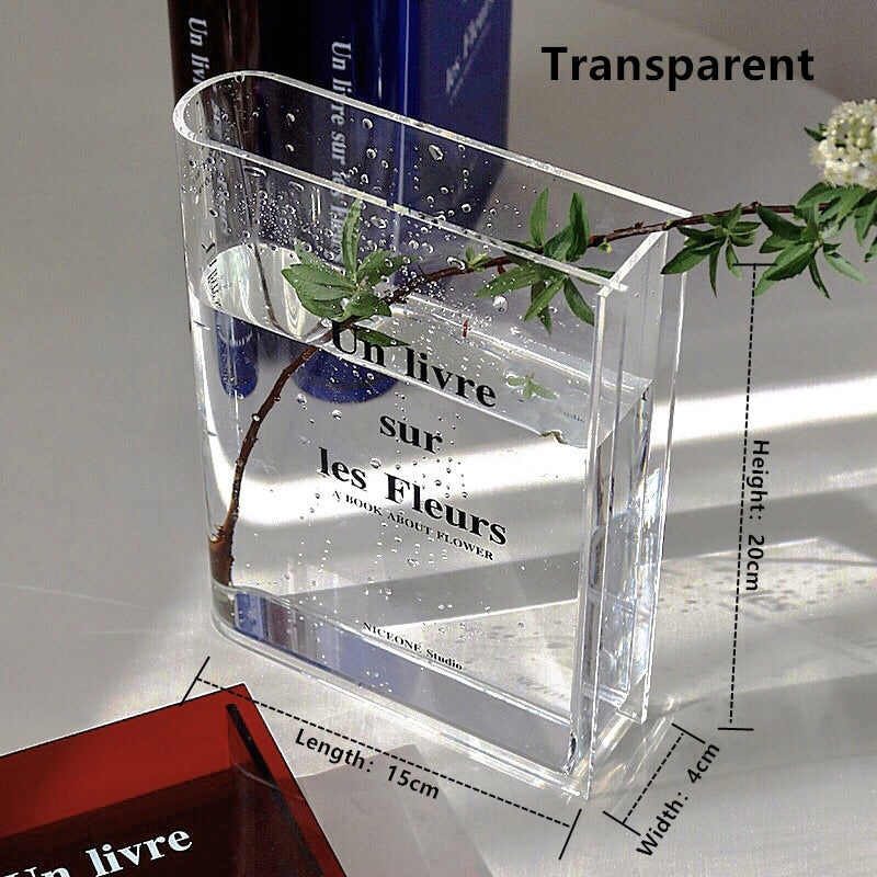 Transparent Book Style Flower Vase