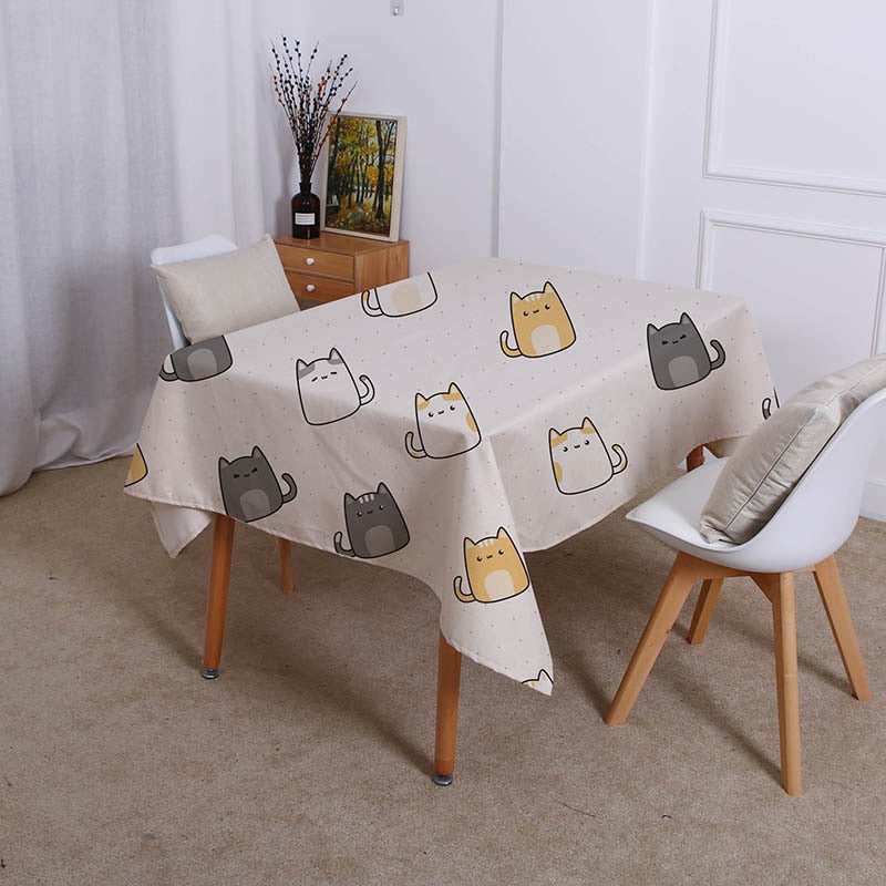 Cat Print Tablecloth with playful cat designs4