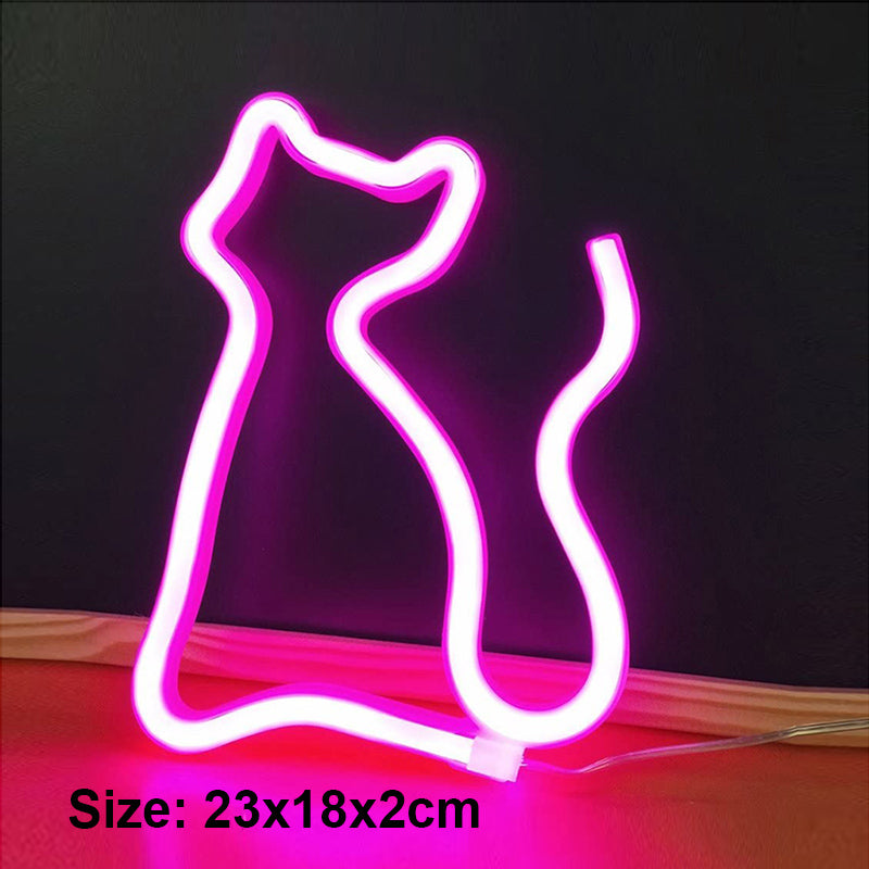 Cat Figure Neon Light in vibrant colors2