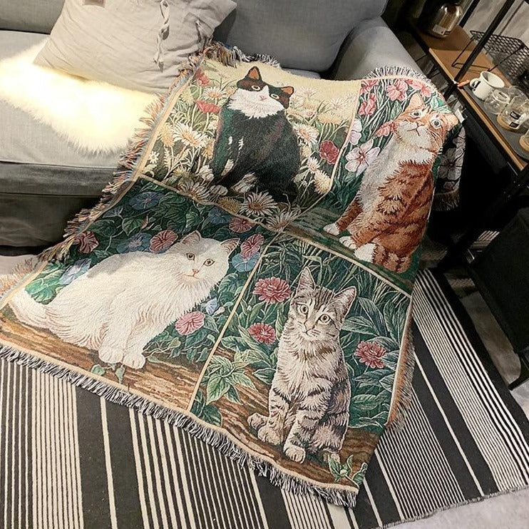 Cozy cat print leisure blanket2
