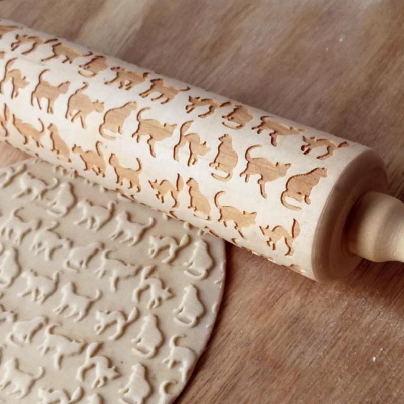 Wooden Cat Rolling Pin