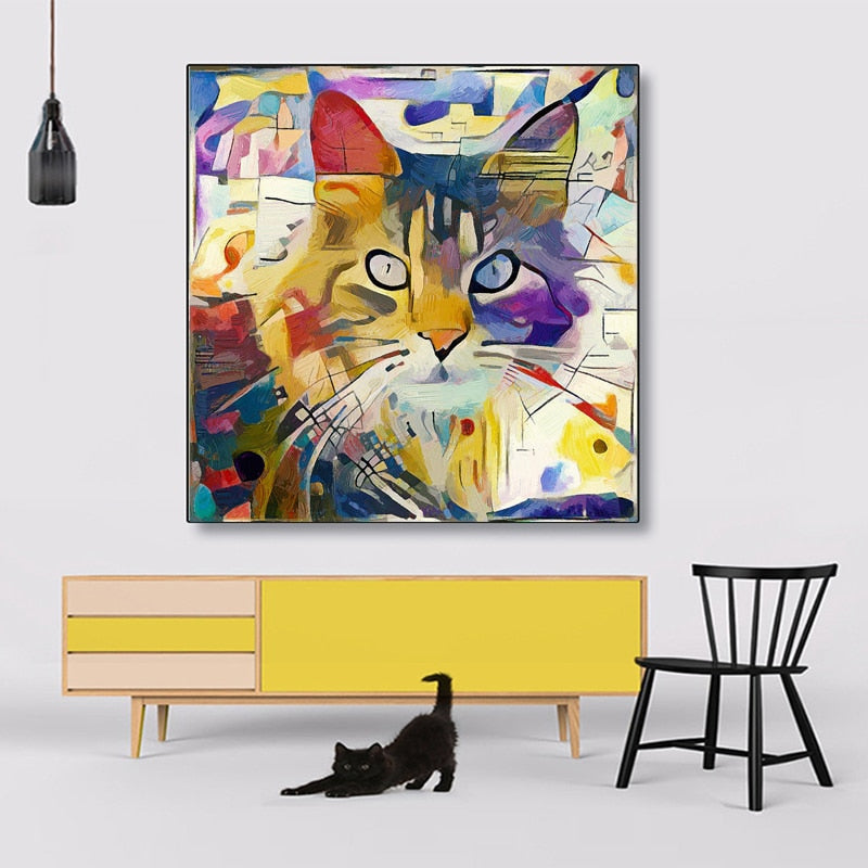 Cat Abstract Oil Painting Wall Art2