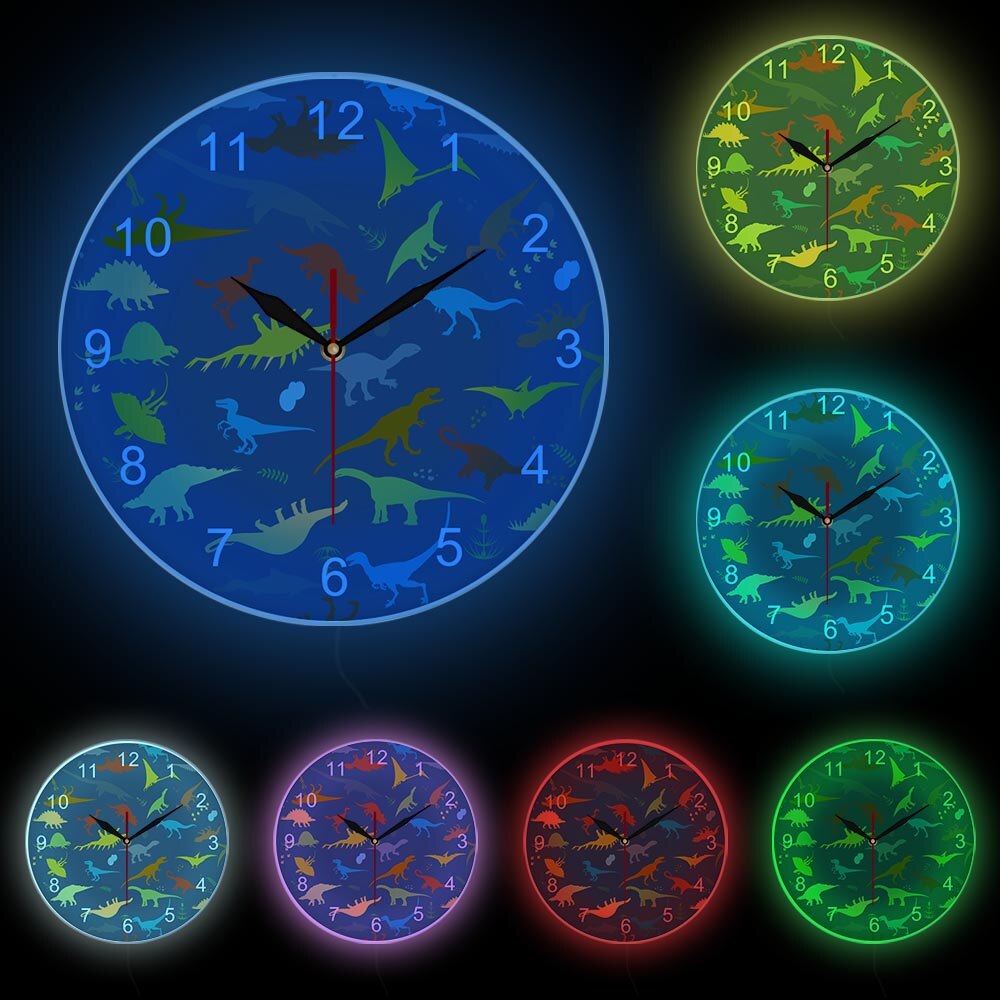 LED Colorful Dinosaur Wall Clock