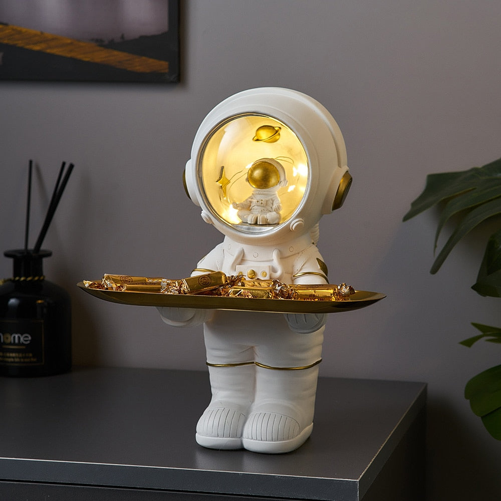 Double Astronauts Tray Statue