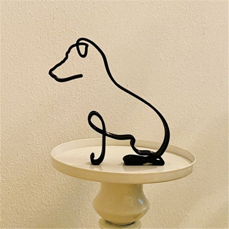 Dog & Cat Line Art Sculpture