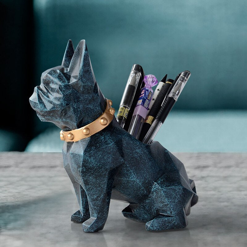 Dog Resin Figurine Pen Holder
