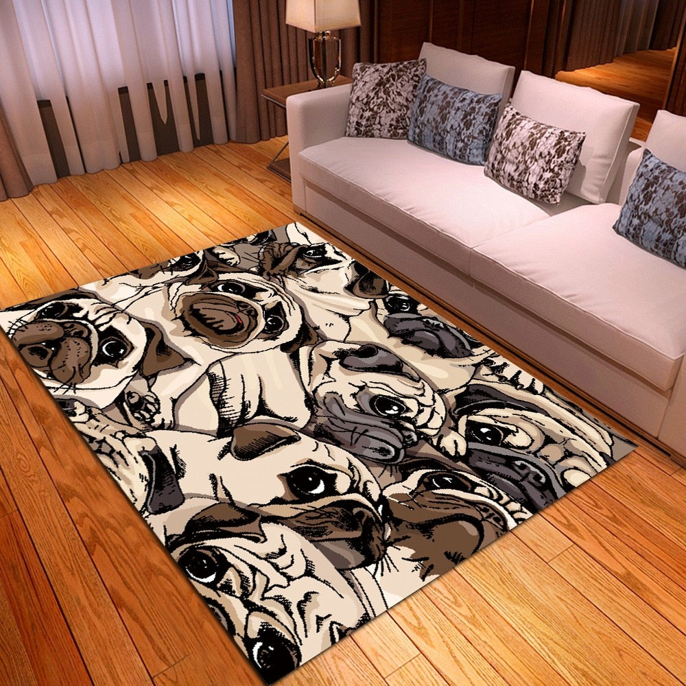 3D Pug Print Floor Carpet