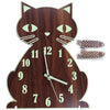 Cat themed wooden luminous wall clock0