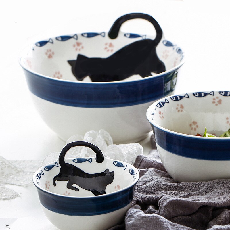 Charming Black Cat Tail Ceramic Dinnerware Set for Modern Home9