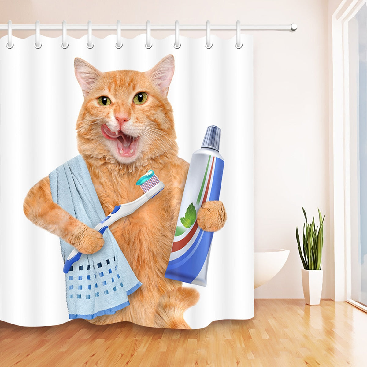 Lovely Cat Print Shower Curtain