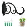 Cat Hollow Iron Wall Hook - Decorative Black Hanging Basket Holder1