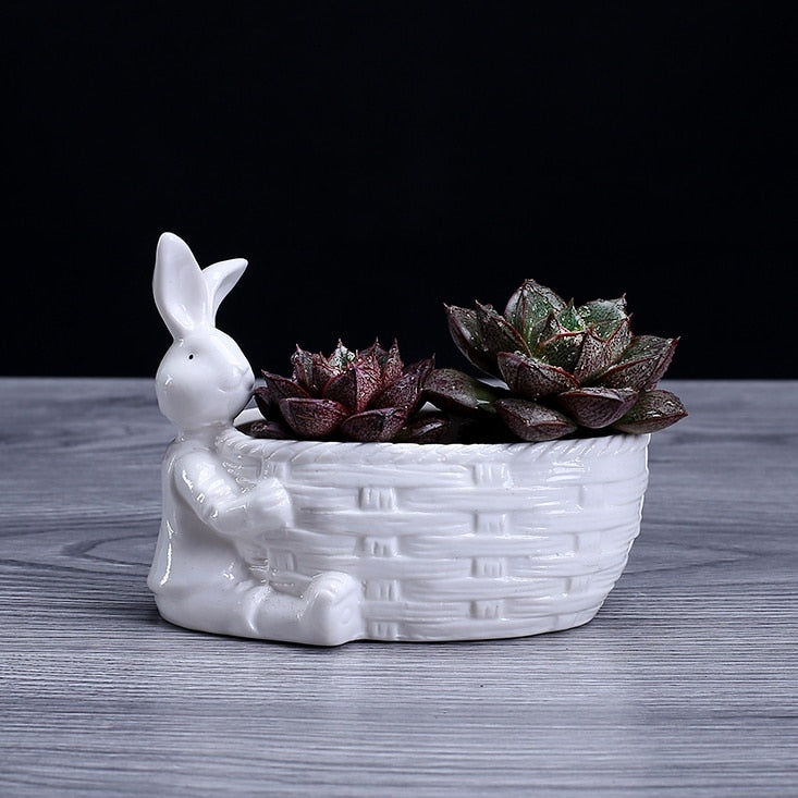 Porcelain Bunny Plant Pot