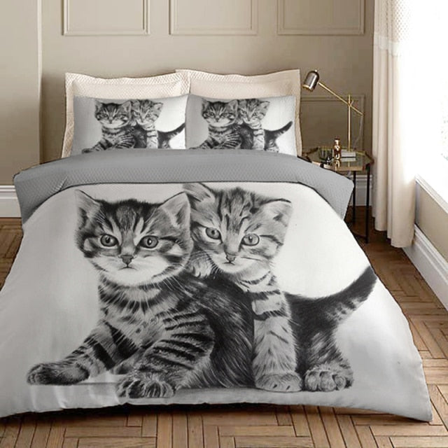 Graphic Cat Print Bedding Set