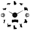 3D Cats Dogs DIY Wall Clock for home decoration3